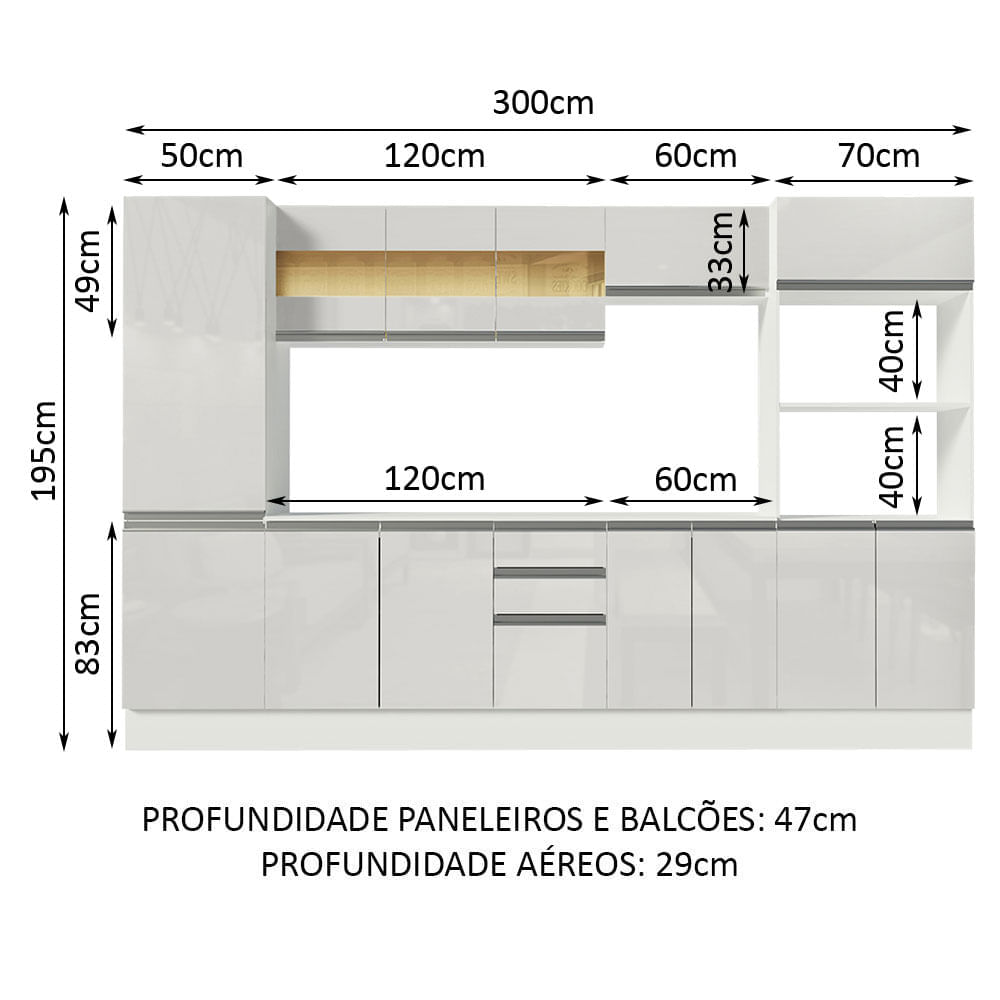 Compre online armário de cozinha completa 300cm