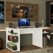 Mesa para Computador Gamer e Painel para TV até 50 Madesa Branco/Rustic
