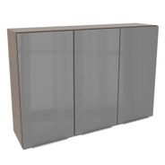 Armário Aéreo Madesa Lux 120 cm 3 Portas Rustic/Cinza