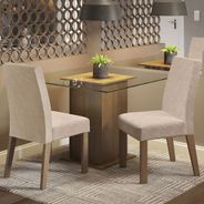Conjunto Sala de Jantar Madesa Lisi Mesa Tampo de Vidro com 2 Cadeiras Rustic/Imperial