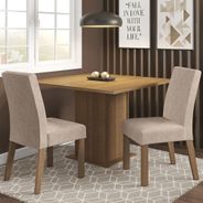 Conjunto Sala de Jantar Madesa Tai Mesa Tampo de Madeira com 2 Cadeiras Rustic/Imperial