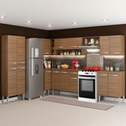 Cozinha Completa de Canto Reto Madesa Emilly Moon com Armário e Balcão 15 Portas 1 Gaveta Rustic