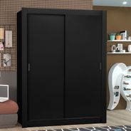 Guarda-Roupa Solteiro Madesa Denver 2 Portas de Correr Preto