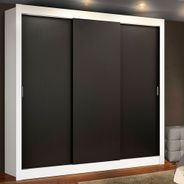 Guarda Roupa Casal Madesa Mônaco 3 Portas de Correr Branco/Preto