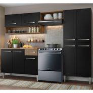 Cozinha Compacta Madesa Emilly Pop Com Armário e Balcão Rustic/Preto
