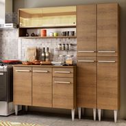 Cozinha Compacta Madesa Emilly Winter com Armário Vidro Reflex e Balcão Rustic