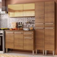 Cozinha Completa Madesa Emilly Voice com Armário Vidro Reflex, Balcão e Paneleiros Rustic