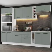 Cozinha Completa Madesa Agata 290001 com Armário e Balcão (Sem Tampo e Pia) Branco/Cinza
