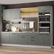 Cozinha Completa Madesa Agata 310001 com Armário e Balcão (Sem Tampo e Pia) Branco/Cinza