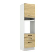 Torre Quente Madesa Agata 60 cm 1 Porta 3 Gavetas Branco/Carvalho