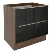 Balcão Madesa Lux 80 cm 2 Gavetas Rustic/Preto