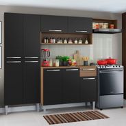 Cozinha Compacta Madesa Emilly Top com Armário e Balcão Rustic/Preto