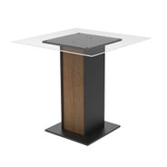 Mesa Madesa Quadrada com Tampo de Vidro 5332A Preto/Rustic