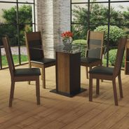 Conjunto Sala de Jantar Madesa Miami Mesa Tampo de Vidro com 4 Cadeiras Preto/Rustic