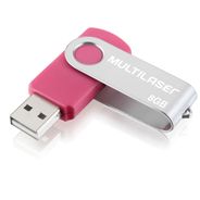 Pen Drive Multilaser Twist 8GB USB Leitura 10MB/s e Gravação 3MB/s Rosa - PD687