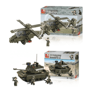 Combo Kids - Blocos de Montar Land Force Modelo Helicóptero 199 Peças e Blocos de Montar Land Force Tanque de Guerra 312 Peças - BR906K