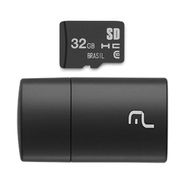 Pen Drive 2 em 1 Leitor USB + Cartão de Memória Classe 10 32GB Preto Multilaser - MC163OUT [Reembalado]