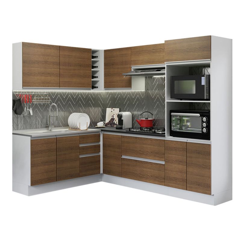 Kit com 2 Balcões de Cozinha Madesa Acordes 100% MDF (Sem Tampo e