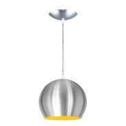 Pendente Globo Alumínio Grande Amarelo Com Cromado Externo 30cm - Caisma