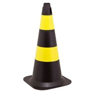 Cone Sinalização Preto/Amarelo 75cm – Ledan