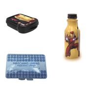 Kit  Sanduicheira Garrafa - HOMEM DE FERRO e Porta mascara