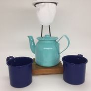 Kit de Café Egoista - Individual - Azul e Azul escuro - Demolição - feito a mão