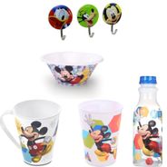 Conjunto Copo Caneca Vasilha Garrafa e Cabides  Mickey