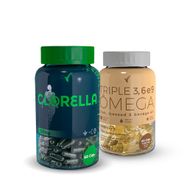 CLORELLA - 20 DIAS - 60 CÁPSULAS  + TRIPLE ÔMEGA: ÔMEGA 3, 6 E 9 - 30 DIAS - 60 CÁPSULAS