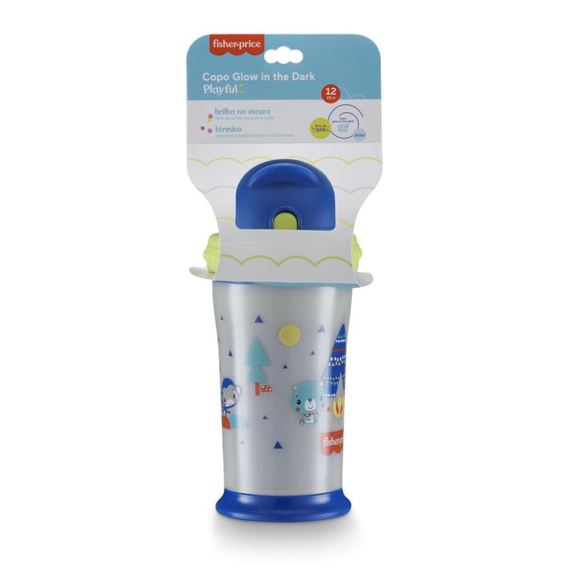 Copo Playful Glow in The Dark Azul Star 240ml 12 M Fisher Price BB1128