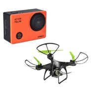 Combo Esporte - Drone Mirage Camera Hd 80m 20 Min de Voo e Câmera De Ação Action Full Hd 1080P Atrio - ES415K