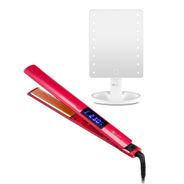 Combo Beleza - Espelho de Mesa Touch com Led e Prancha Modeladora Essenza C/ Revestimento De Titânio - HC174K