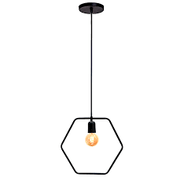 Pendente Lira Hexagonal 33CM Preto Fosco Para/1E-27 Ref.7607 – Caisma