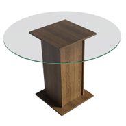 Mesa de Jantar Redonda Madesa 5325 com Tampo de Vidro Rustic