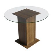 Mesa de Jantar Redonda Madesa 5324 com Tampo de Vidro Rustic