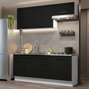 Cozinha Completa Madesa Agata 180003 com Armário e Balcão (Sem Tampo e Pia) Branco/Preto