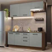 Cozinha Completa Madesa Agata 180003 com Armário e Balcão (Sem Tampo e Pia) Rustic/Cinza