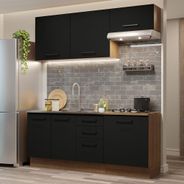 Cozinha Completa Madesa Agata 180003 com Armário e Balcão (Sem Tampo e Pia) Rustic/Preto
