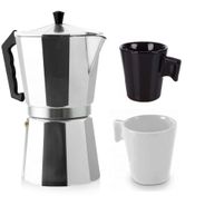 Cafeteira tipo Italiana 9 Cafezinhos 2 canequinhas ceramica