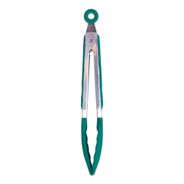 Pegador ou Pinça de Silicone e inox Verde escuro - 22CM