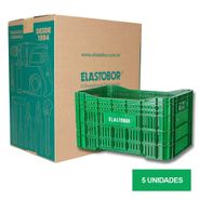 Caixa Plástica Elastobor Horti Frutti Verde 46L Kit com 5UN