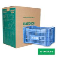 Caixa Plástica Elastobor Horti Frutti Azul 46L Kit com 10UN