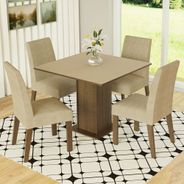 Conjunto Sala de Jantar Madesa Deise Mesa Tampo de Madeira 4 Cadeiras Rustic/Crema/Imperial