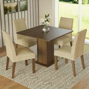 Conjunto Sala de Jantar Madesa Maisa Mesa Tampo de Madeira 4 Cadeiras Rustic/Imperial