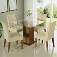 Conjunto Sala de Jantar Madesa Ellen Mesa Tampo de Vidro 4 Cadeiras Rustic/Imperial