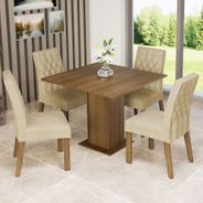 Conjunto Sala de Jantar Madesa Luara Mesa Tampo de Madeira 4 Cadeiras Rustic/Imperial